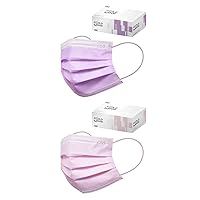 CSD Colo 30 Pcs Purple + 30 Pcs Pink Disposable Face Masks Bundle - 3 Ply Breathable Mask with Elastic Ear Loop for Adults