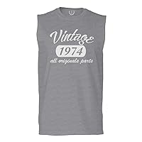 0267. Cool Funny 50th Birthday Gift Vintage Since 1974 Years Old Men's Muscle Tank Sleeveles t Shirt