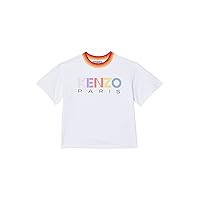 Kenzo Girl's Printed Multicolor Logo Short Sleeve T-Shirt (Toddler/Little Kids) White 4A (4 Toddler)
