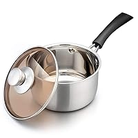 Daniks Tokio Stainless Steel Stock Pot with Glass Lid | Induction 2 Quart |  Pasta Pot with Strainer Insert | Dishwasher Safe Pot | Measuring Scale 