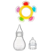 Haakaa Silicone Baby Nasal Aspirator&Ferris Wheel Teether Set-Nose Bulb Syringe-Easy-Squeezy Baby Nose Cleaner-Freezer Teething Toy for Babies 3-6 Months