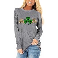 St Patricks Day Shirts for Women Long Sleeve Lucky Irish Shamrock Graphic Tees Spring Casual Tops