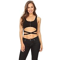 Women's Fashion Crop Top in fit Style, V-Neckline, Gathered Front Detail, and hi-lo Hem.