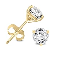 1/4 CTW - 1 CTW Certified Martini Set Round Diamond Solitaire Earrings Available in 14K White or Yellow Gold