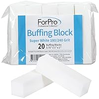 ForPro Professional Collection Buffing Block, Super White, 180/240 Grit, Four-Sided Manicure and Pedicure Nail Buffer, 3.75
