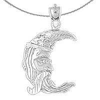 Silver Moon Necklace | Rhodium-plated 925 Silver Crescent Moon Pendant with 18