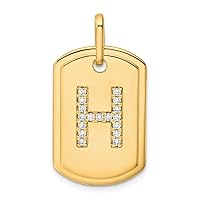 14k Gold Diamond Letter Name Personalized Monogram Initial H Animal Pet Dog Tag Charm Pendant Necklace Measures 17.76mm Wide 1.09mm Thick Jewelry for Women