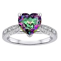 10k White Gold Heart Shape 8mm Antique Vintage Style Solitaire Engagement Promise Ring