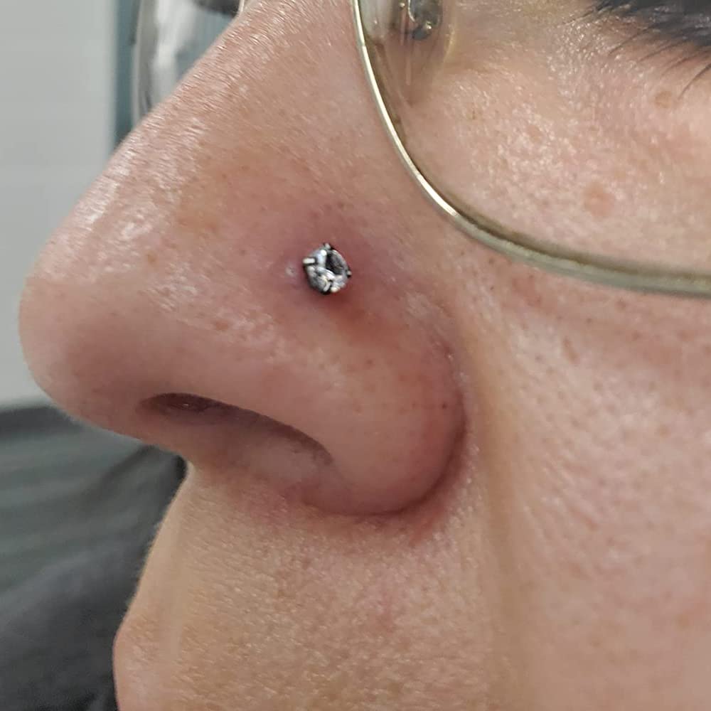PunkTracker 16g/18g Surgical Steel Internal Thread CZ Stud Piercing Jewelry for Tragus/Nose/Helix/Conch/Medusa/Lip/Labret - Helix Tragus Cartilage Earring for Women Men 2PCS