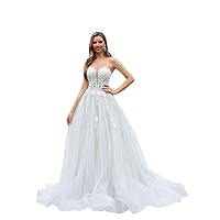 Strapless Wedding Dresses for Bride Tulle Appliques Ball Gown for Women Formal Long Bridal Gown