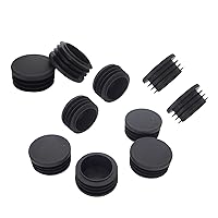 1 1/2 Inch (38mm) Round Tube End Cap, Non-Slip Plastic Tube Plug, Furniture Chair Leg Caps, Chair Insert Glides, Finishing Plug - for Chair Table Stool Leg Fence Post Pipe (10 Pack, Black)