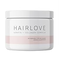 Keratin + Collagen Complex - Hair Growth Vitamins with Collagen Peptides - Helps Strengthen and Regrow Hair - Keratin and Collagen Supplements for Longer, Shinier Hair - 60 Capsules