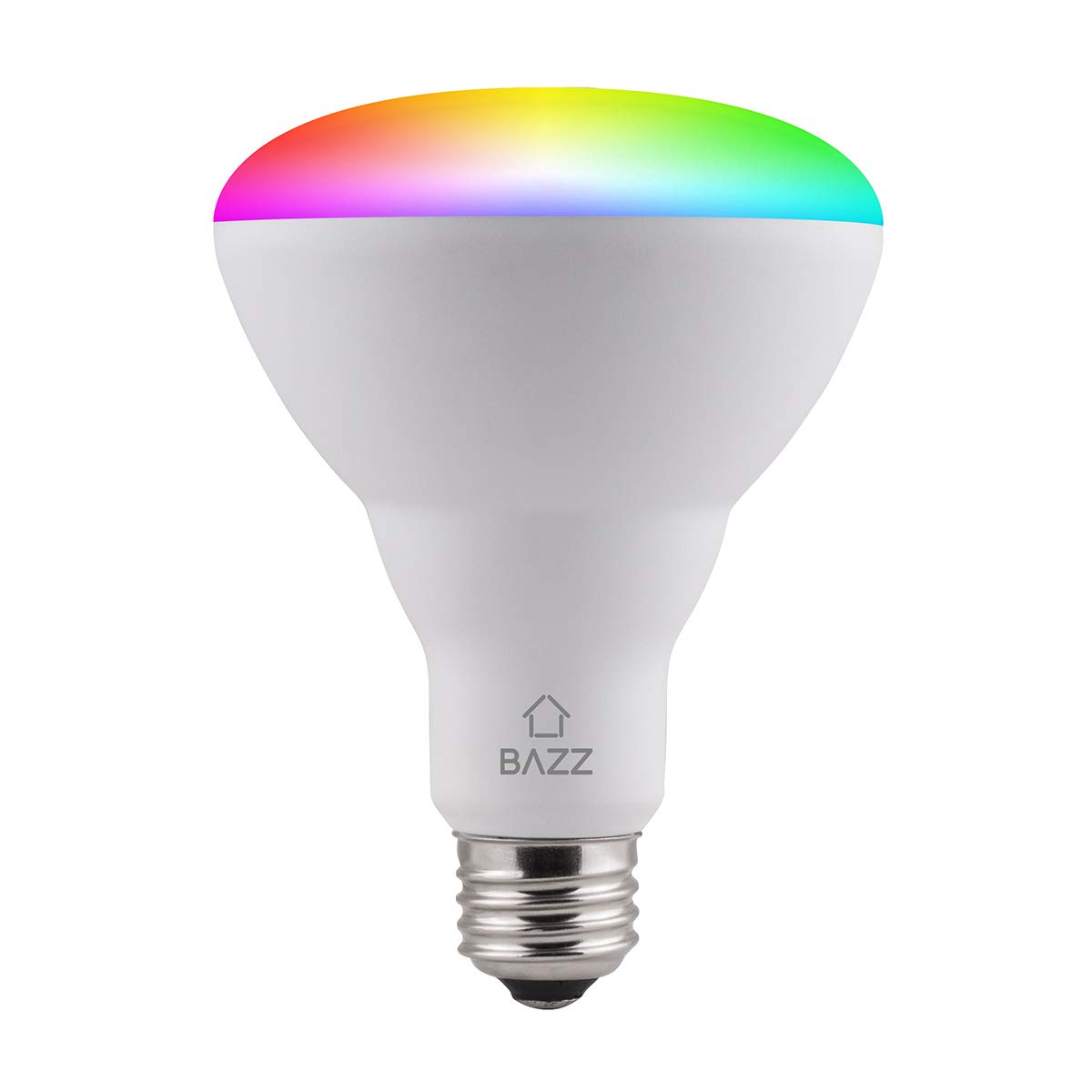 BAZZ BR30RGBTNWWF Smart Wi-Fi LED RGB BR30 10W Bulb, Dimmable, Energy Star, Color Change, Outdoor, Alexa and Google Home Compatible, Matte White