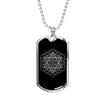 Express Your Love Gifts Sacred Geometry Flower Life Necklace Stainless Steel or 18k Gold Dog Tag