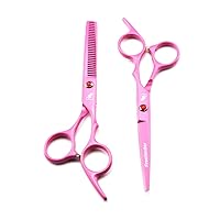 Hair Cutting Scissors Kits Stainless Steel Hairdressing Shears Set Barber/Salon/Home Shears Kit for Men Women Pink Lover