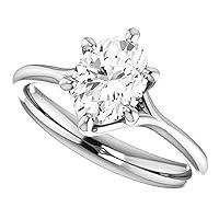 1 CT Oval Moissanite Engagement Ring Colorless VVS1 10K 14K 18K White Gold & S925 Accent Ring Anniversary Promise Wedding Bridal Ring Memorial Gift For Her