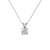 AGS Certified Natural Diamond Solitaire Pendant (I1,G-H) 1/3 ct 14K White Gold. Included 18 Inches Gold Chain.