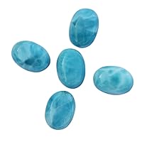 ABC Jewelry Mart 6X8MM Oval Shape Lot of 5 Pcs Genuine and Authentic Larimar Cabochon Gemstone Making Jewelry
