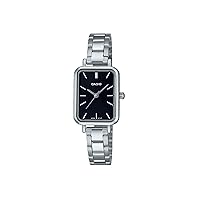 Casio LTP-V009D-1E Women's Rectangular Petite Stainless Steel Black Dial Dress Watch
