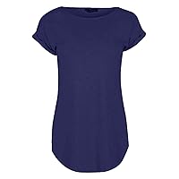 Fashion Star Womens Plain Curved Hem Jersey T-Shirt Top