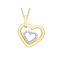 CARISSIMA Gold Women's 9 ct 2 Tone Yellow and White Gold Cubic Zirconia Plain Heart Pendant on Chain Necklace of Length 46 cm/18 inch