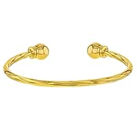 Yellow Gold Plated Beautiful Twisted Cable Cuff Newborn Baby Bracelet 40mm - Trendy and Fashionable Baby Plain Cuff Bangle Bracelet for Baby Girls - Babies Everyday Accessories
