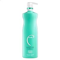 Malibu C Swimmers Wellness Shampoo - Chlorine Shampoo for Swimmers to Combat Dry, Brittle Hair - Restores Texture Affected by Pool Elements - Sulfate Free Hair Care (33.8 oz)