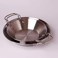 Frying Pan With Lid Korean stainless steel rice cake rice soup hot pot Spanish seafood paella pan small dry frying pot risotto stewpan saucepan,20cm
