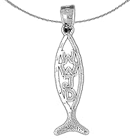 Silver Christian Fish With Wwjd Necklace | Rhodium-plated 925 Silver Christian Fish With WWJD Pendant with 18