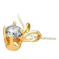 The Diamond Deal 14kt Yellow Gold Womens Round Diamond Solitaire Pendant 1/2 Cttw