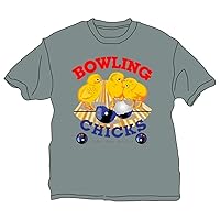 Bowling Chicks T-Shirt- Gray (Large, Gray)