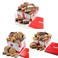 David's Cookies Deluxe Treats Trio - Assorted Brownies & Crumb Cake Gift Basket Tin, Assorted Cookies and Brownies Party Pack, and Gourmet Assorted Cookies and Brownies Gift Tin Basket