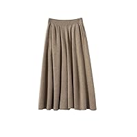 Women's 100% Solid Wool Skirt Autumn and Winter Mid-Length High-Waisted Thin Cashmere Knitted All-Match Hip