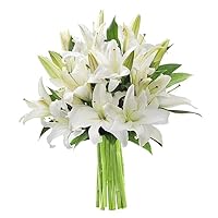 KaBloom PRIME NEXT DAY DELIVERY - Mother’s Day Collection - Pure Love Bouquet of Fresh White Lilies Gift for Birthday, Sympathy, Anniversary, Get Well, Thank You, Valentine, Mother’s Day Flowers