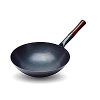 Traditional Hand Hammered Carbon Steel Pow Wok,Toxin Free, Healthy Wok, Metal Utensil Induction Dishwasher Oven Safe