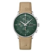 JUNGHANS Meister Chronoscope 027/4222.02 Men's Automatic Watch Beige / Green, Strap.