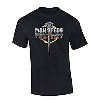 Mens Father's Day Man of God Crown Cross Husband and Dad Christian Short Sleeve T-Shirt