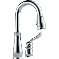 Delta Faucet Leland Chrome Bar Faucet with Pull Down Sprayer, Chrome Bar Sink Faucet, Wet Bar Faucets Single Hole, Prep Sink Faucet, Faucet for Bar Sink, Chrome 9978-DST