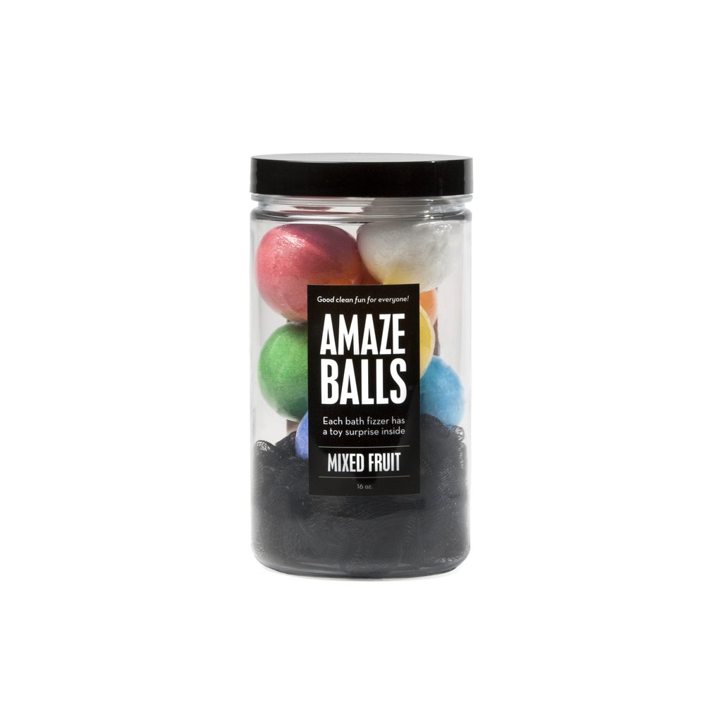 DA BOMB Amazeballs Bath Bombs jar, 16oz, 8 minis with loofah