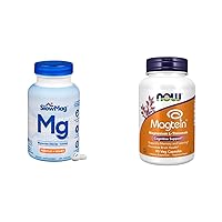 SlowMag Muscle + Heart Magnesium Chloride with Calcium Supplement & Now Supplements, Magtein™ with Patented Form of Magnesium (Mg), Cognitive Support*, 90 Veg Capsules