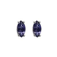 925 Sterling Silver Blue Iolite Gemstone Marquise Stud Earring 925 Hallmarked Jewelry | Gifts For Women And Girls