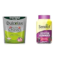 Dulcolax Soft Chews Saline Laxative Mixed Berry (60ct) & Senokot Dietary Supplement Laxative Gummies, Natural Senna Extract, Gentle