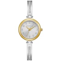 Caravelle by Bulova Ladies' Classic Crystal Two Tone Gold Bangle Watch and Bangle Box Set, Style: 45X101