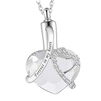 Silver Water Drop Ashes Necklace Jewelry Crystal Cremation Memorial Pendant for Ashes Pet/Human-Forever in My Heart