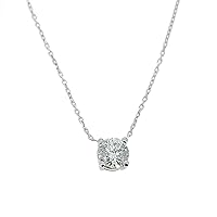 0.50 Carat Round Brilliant Minimalist Diamond Necklace, IGI Certified Solitaire Pendant, 14K White Gold Jewelry Necklace Charm Lab Grown F+ / VS+