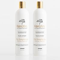 Gold Keratin Protein Hair Straightening One-Day Treatment 2-Piece Set plus FREE Pre-Treatment Clarifying Shampoo 16oz / 500ml and FREE Gold Keratin Protein Activator Treatment 8oz / 237ml