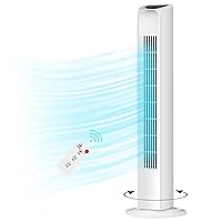 Oscillating Bladeless Tower Fan with Remote, Quiet Cooling Portable, Electric Standing Floor Fan with 3 Wind Speeds 3 Modes for Bedroom,Indoor,Office and Home Use, 30