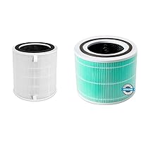 LEVOIT LV-H135 Air Purifier Replacement Filter, True HEPA and Activated Carbon Filters Set, LV-H135-RF, White & Core 300 Air Purifier Toxin Absorber Replacement Filter, 3-in-1 True HEPA, 1 Pack, Green