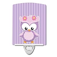 Caroline's Treasures BB9045CNL Girl Bird on Purple Ceramic Night Light Compact, UL-Certified, Ideal for Bedroom, Bathroom, Nursery, Hallway, Kitchen, 6x4x3, Multicolor