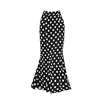 [JINYISI] Women's Skirt, Bottoms Length Tight Casual Formal Plain Polka Dot Mermaid Tight Skirt High Waist A Version Long Skirt Tight Long Skirt Slim Fashion Business Skirt (Black)